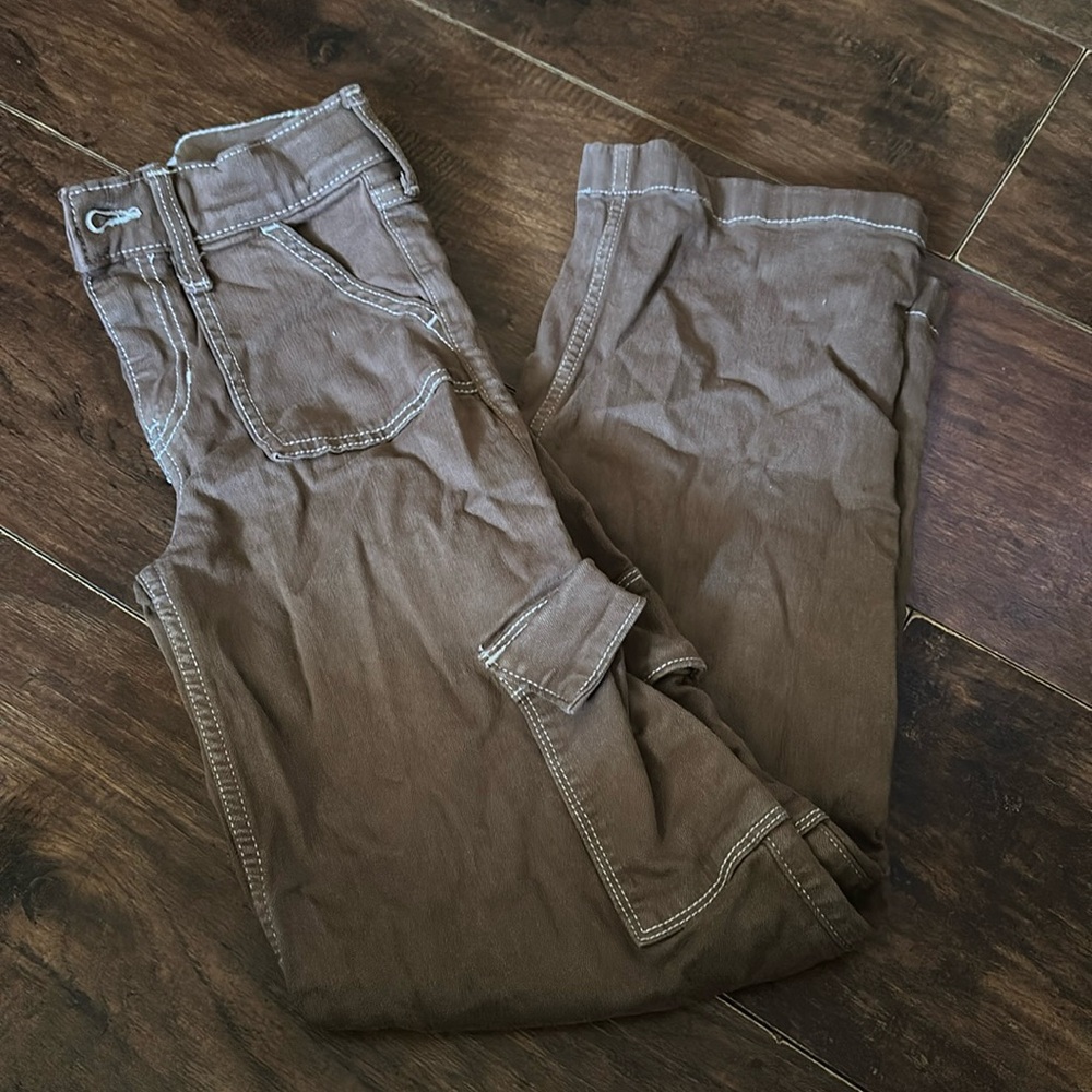 Girls Brown flare cargo jeans